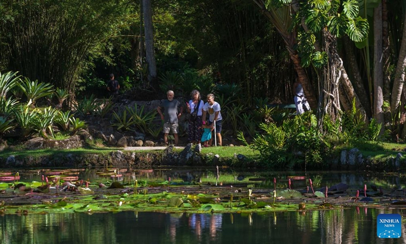 People visit Rio de Janeiro Botanical Garden in Rio de Janeiro, Brazil, on April 1, 2023. (Photo by Claudia Martini/Xinhua)