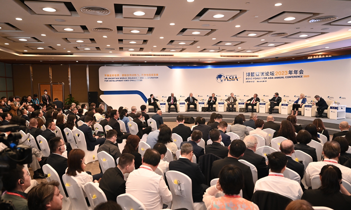 A panel discussion surrounding the topic of carbon neutrality is held during the Boao Forum for Asia (BFA) Annual Conference 2023 in Boao, south China's Hainan Province, March 29, 2023.Photo: VCG