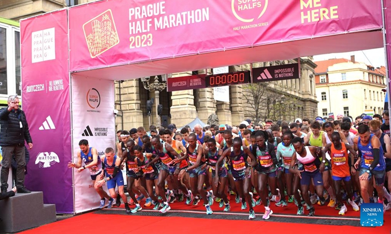 Runners take part in the Prague Half Marathon 2023 in Prague, the Czech Republic, on April 1, 2023. Prague Half Marathon 2023 was held on Saturday. (Photo by Dana Kesnerová/Xinhua)