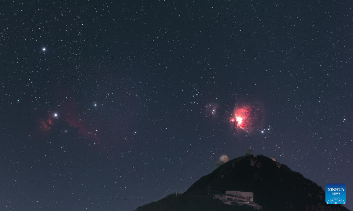 This photomontage taken on Nov 29, 2022 shows the Shenzhen Astronomical Observatory against the starry sky in Shenzhen, south China's Guangdong Province. Photo:Xinhua