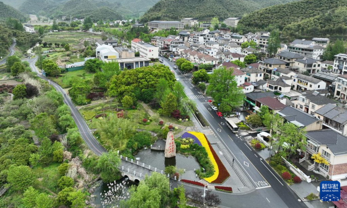 This aerial photo taken on June 10, 2021 shows the view of the Xumin Village in Ninghai County, east China's Zhejiang Province. China has inscribed a total of 8,155 traditional villages to its state protection list in an effort to conserve the country's millennia-old agricultural civilization, official data showed. Photo:Xinhua