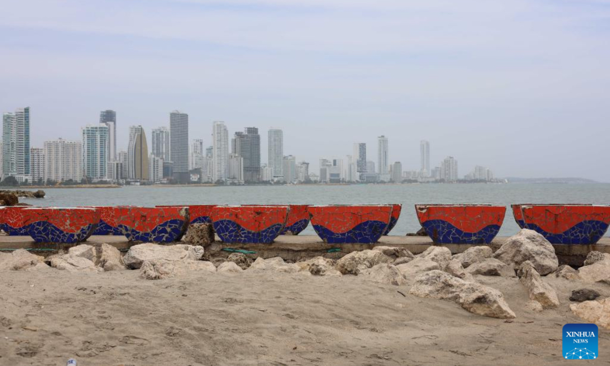 This photo taken on May 4, 2023 shows a seaside view in the coastal city of Cartagena in northern Colombia. (Xinhua/Zhou Shengping)