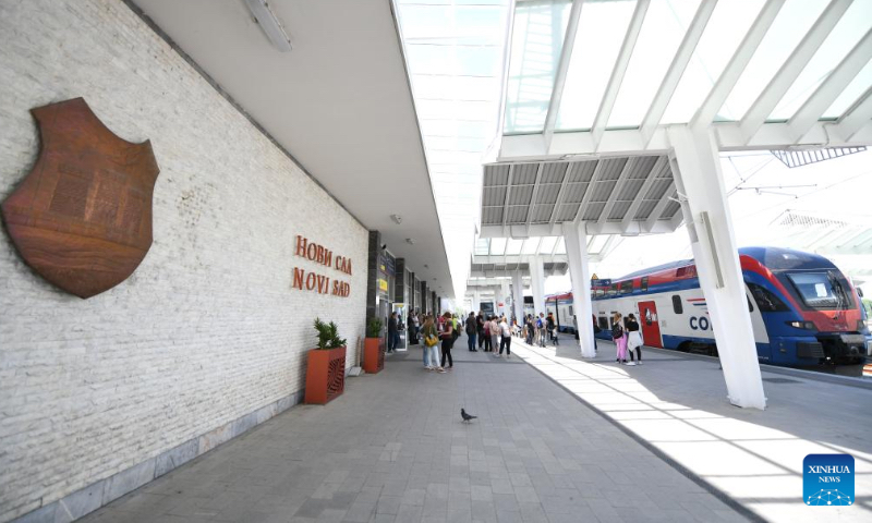 A train is to leave Novi Sad station for Belgrade, Serbia, May 6, 2023. The 80-kilometer-long, Chinese-built Belgrade-Novi Sad high-speed railway has been carrying passengers at speeds of up to 200 kilometers per hour since March 2022. (Xinhua/Ren Pengfei)