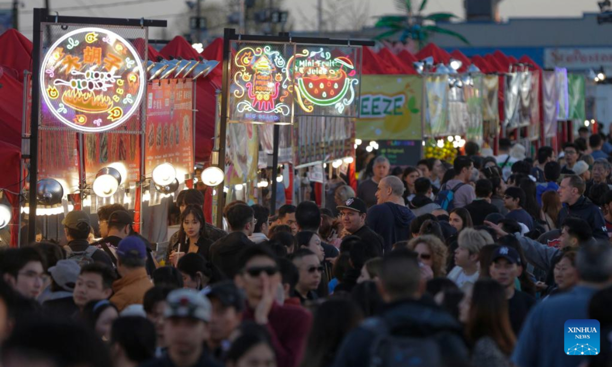 People visit the Richmond Night Market in Richmond, British Columbia, Canada, on April 28, 2023. Photo:Xinhua