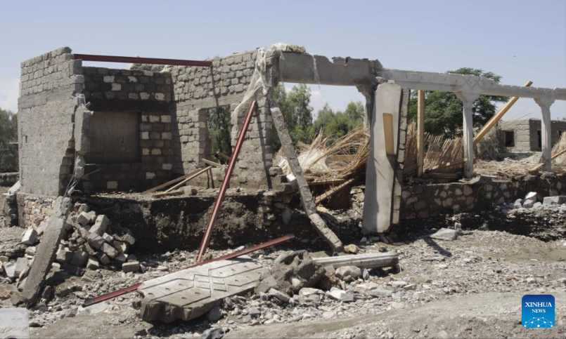 This photo taken on May 6, 2023 shows a flood-affected area in Nangarhar province, Afghanistan. Heavy rains and flash floods killed four people and injured 25 others in Afghanistan's eastern Nangarhar province, said a statement of the provincial government released here Saturday. (Photo by Aimal Zahir/Xinhua)