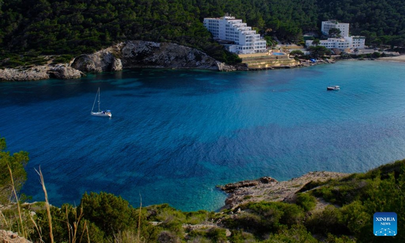 This photo taken on April 10, 2023 shows the Cala Llonga in Ibiza Island of the Balearic Islands, Spain.(Photo: Xinhua)