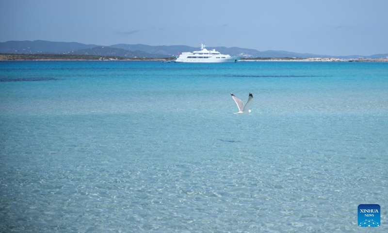 This photo taken on April 11, 2023, shows a seaside view in Formentera Island of the Balearic Islands, Spain. (Photo: Xinhua)