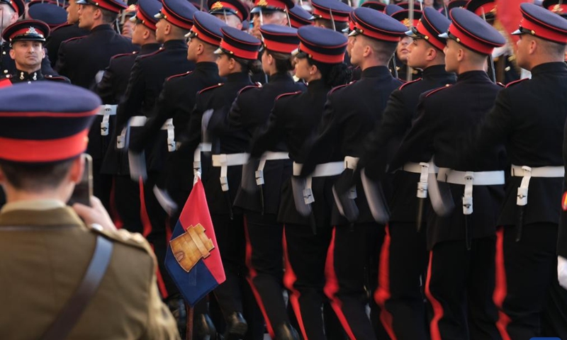Members of the Armed Forces of Malta take part in a parade in Valletta, Malta, on April 19, 2023. The Armed Forces of Malta (AFM) commemorated its 50th anniversary with a grand parade in Valletta on Wednesday. (Photo: Xinhua)