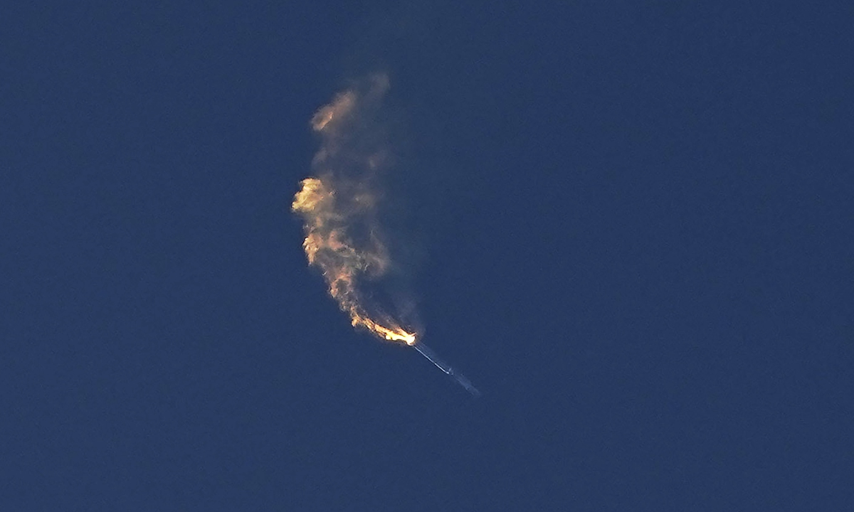 SpaceX's Starship's launch from Starbase in Boca Chica, Texas, on April 20, 2023 ends with an explosion above the Gulf of Mexico as the separation of the booster from the spacecraft that sat atop the rocket appeared to fail. Photo: Xinhua