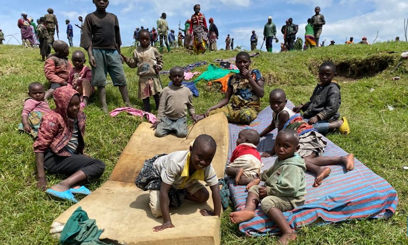 This photo taken on April 20, 2023 shows people in Kilolirwe, North Kivu province, the Democratic Republic of the Congo (DRC). As the March 23 Movement (M23) rebels have been withdrawing from occupied villages and towns in the eastern Democratic Republic of the Congo (DRC), Jeff Nyagah, commander of the Regional Force formed by the East African Community (EAC), says he is pleased with the positive progress in the withdrawal process.(Photo: Xinhua)