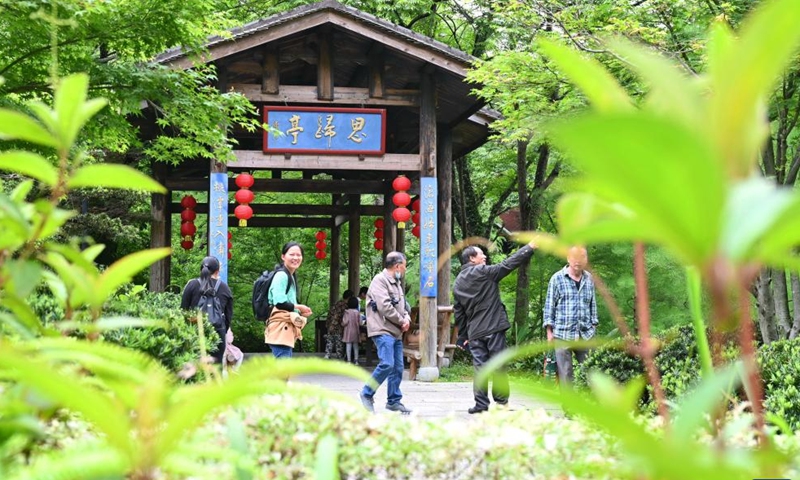 Tourists visit the Fushan country park during the 5-day Labor Day holiday in Gulou District of Fuzhou, southeast China's Fujian Province, April 30, 2023. (Xinhua/Lin Shanchuan)