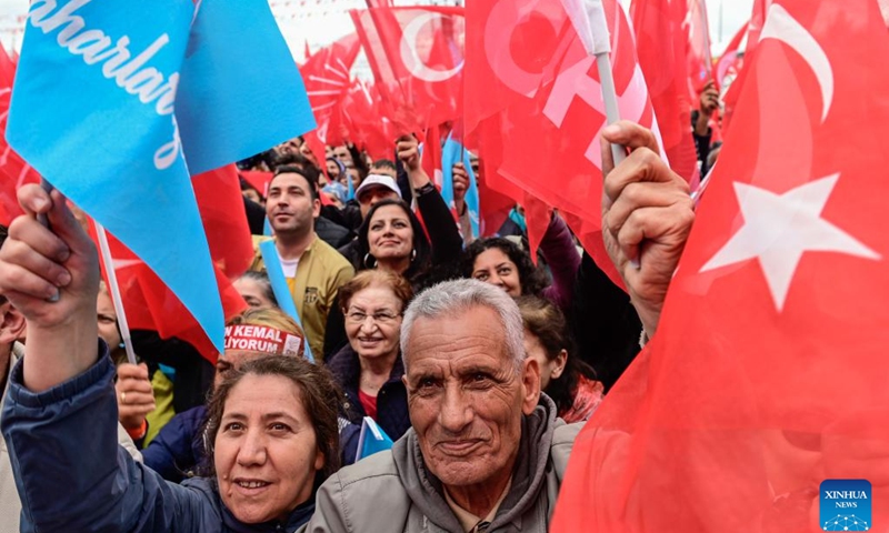People attend a rally of Republican People's Party (CHP) in Istanbul, Türkiye, on May 6, 2023. Large-scale rallies were held in Istanbul, the country's largest city, over the weekend, marking the final weekend before the upcoming presidential and parliamentary elections scheduled for May 14th.(Photo: Xinhua)
