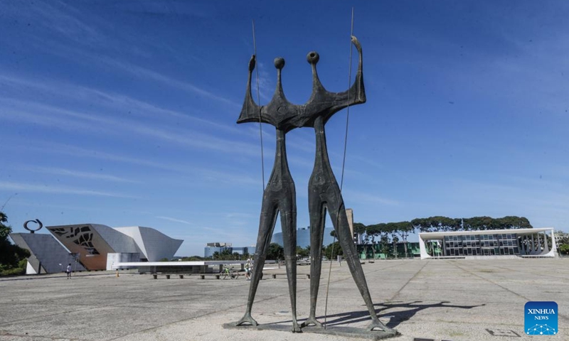 This photo taken on May 22, 2023 shows the Candangos in memory of the workers who built the city along Monumental Axis in Brasilia, Brazil.(Photo: Xinhua)