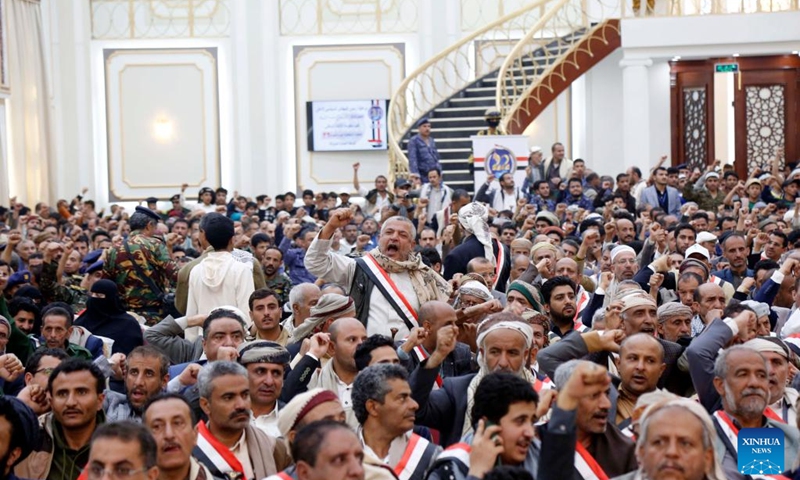 Yemenis attend an event marking the Unity Day of Yemen in Sanaa, Yemen, on May 22, 2023. Unity Day of Yemen commemorates the unification of North Yemen and South Yemen, which took place on this date in 1990.(Photo: Xinhua)