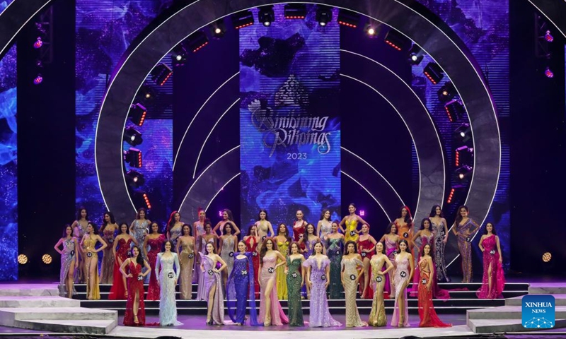 Contestants for the Binibining Pilipinas beauty pageant 2023 are seen on stage during their grand coronation night in Quezon City, the Philippines, May 28, 2023. Forty contestants vied for the Binibining Pilipinas beauty pageant 2023.(Photo: Xinhua)