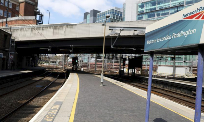 This photo taken on June 2, 2023 shows a view of Paddington Station in London, Britain. British rail workers are on strike due to a long-running dispute over pay and terms. (Xinhua/Li Ying)