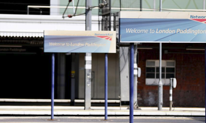 This photo taken on June 2, 2023 shows a view of Paddington Station in London, Britain. British rail workers are on strike due to a long-running dispute over pay and terms. (Xinhua/Li Ying)