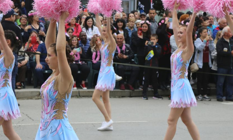 Students participate in the Rose Festival parade in Kazanlak, Bulgaria, June 4, 2023. A parade took place here on Sunday during the 2023 Rose Festival. Kazanlak is known for its Rose Festival, which has been organized since 1903. (Xinhua/Lin Hao)