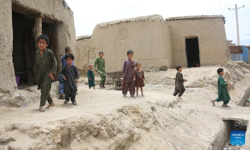 This photo taken on May 23, 2023 shows Afghan children at a camp for internally displaced persons (IDPs) in Kabul, capital of Afghanistan.(Photo: Xinhua)