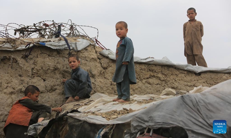 This photo taken on May 23, 2023 shows Afghan children at a camp for internally displaced persons (IDPs) in Kabul, capital of Afghanistan.(Photo: Xinhua)