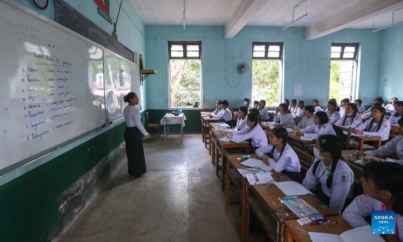 Students attend a class on the first day of the new school year at a basic education high school in Yangon, Myanmar, June 1, 2023. A new school year with an updated curriculum for students of kindergarten to grade 12 in Myanmar kicked off on Thursday, said the Ministry of Education.(Photo: Xinhua)