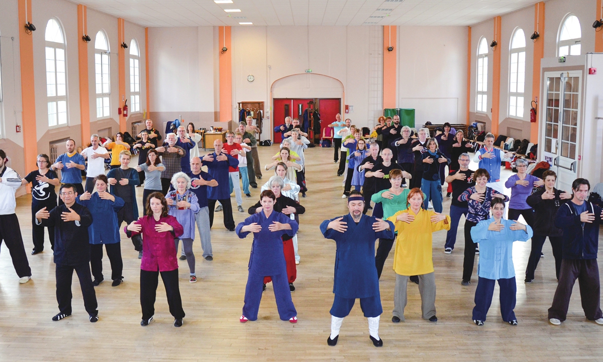 Master Tian Liyang (middle in the front) teaches students from overseas. Photo: Courtesy of Tian