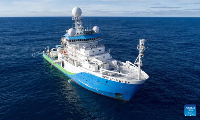 This photo provided by the Commonwealth Scientific and Industrial Research Organisation (CSIRO) on June 5, 2023 shows CSIRO research vessel Investigator for the 14-day International Nutrient Intercomparison Voyage. Ocean chemistry researchers from around the world have joined an Australian voyage to study the Southern Ocean, according to a news release of Australia's Commonwealth Scientific and Industrial Research Organisation (CSIRO) on Monday.(Photo: Xinhua)