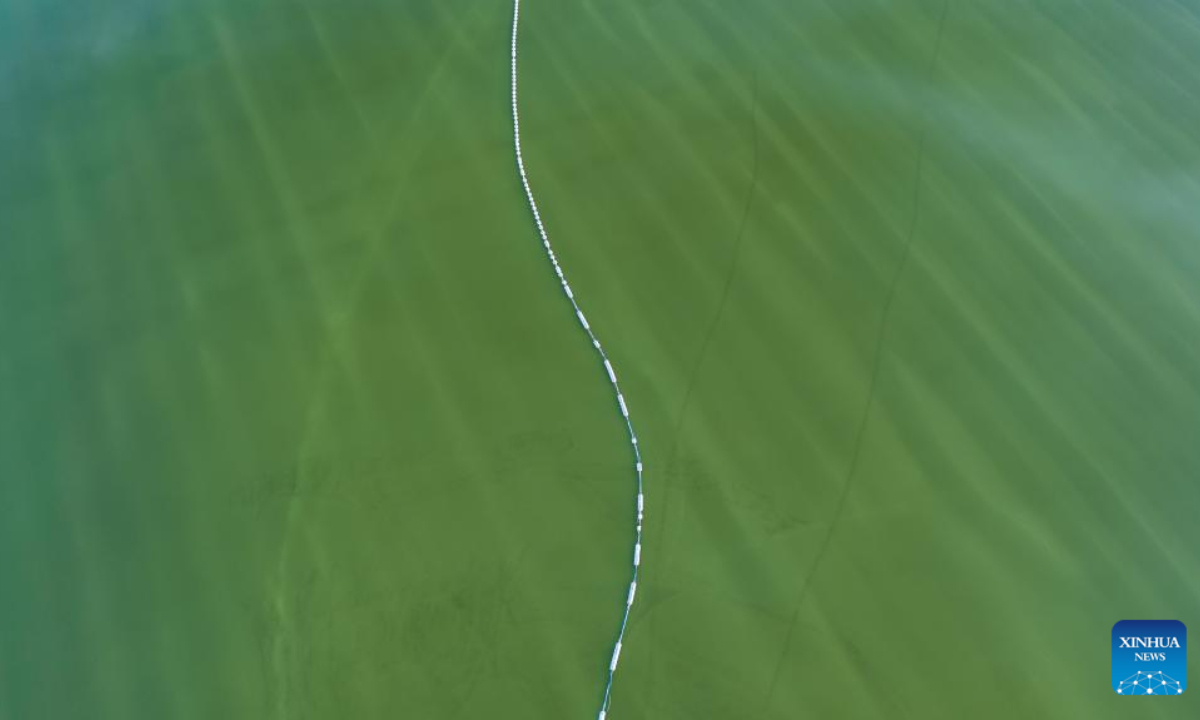 This aerial photo taken on June 9, 2023 shows the scenery of the Qairhan salt lake in Golmud, northwest China's Qinghai Province. The Qairhan salt lake, with a total area of 5,856 square kilometers, has been the largest potash fertilizer producing base in China. Photo:Xinhua