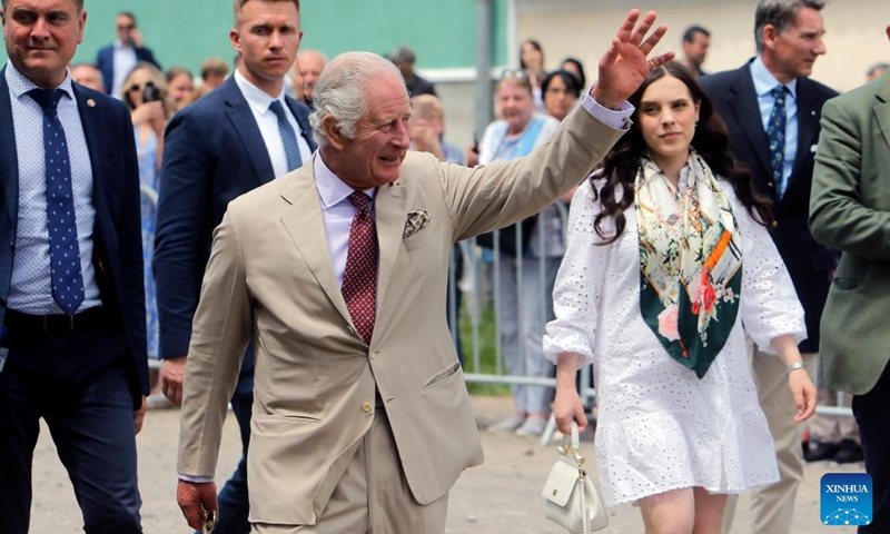 Britain's King Charles III (front) visits the Transylvanian village of Viscri, central Romania, on June 6, 2023. King Charles is on a visit to Romania, his first visit abroad since his coronation.(Photo: Xinhua)