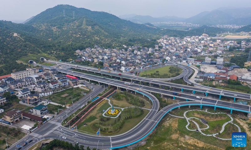 This aerial photo taken on June 12, 2023 shows a view of Meiyuan Village in Cixi City, east China's Zhejiang Province. Cixi City has been promoting rural revitalization for years. The living environment and life quality of locals have been significantly improved, and the ecological environment of rural areas has also been optimized.(Photo: Xinhua)