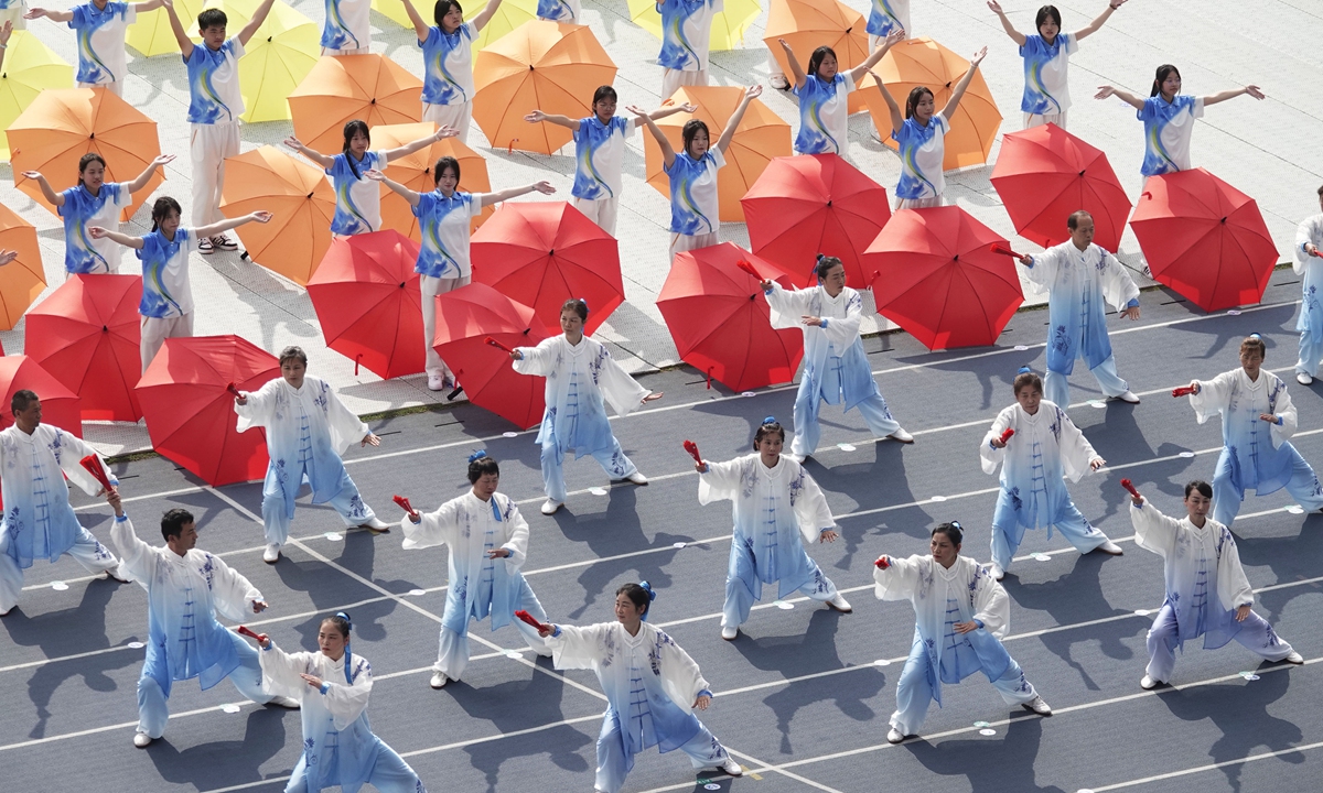 An event is held in Hangzhou's Linping district on June 11, 2023, to welcome the Asian Games 100-day countdown. Photo: VCG VCG