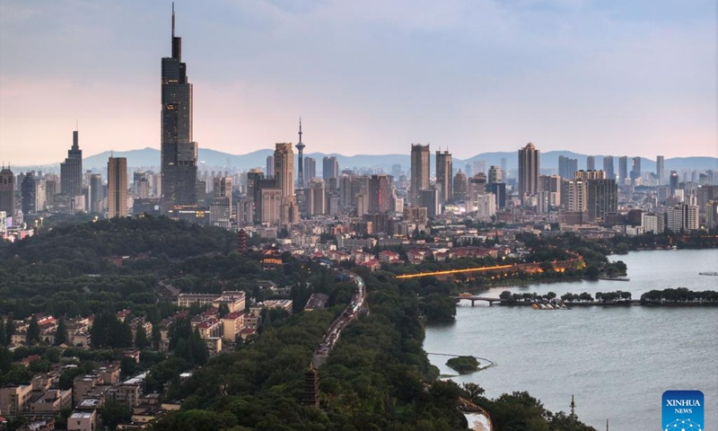 This aerial photo taken on June 10, 2023 shows a view of the Xuanwu Lake in Nanjing, east China's Jiangsu Province. Nanjing, the capital of six dynasties in ancient China, has rich cultural accumulation and unique cultural landscapes.(Photo: Xinhua)