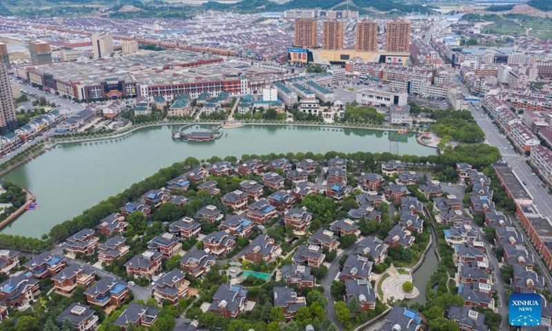 This aerial photo taken on June 19, 2023 shows a view of Huayuan Village of Nanma Town in Dongyang City, east China's Zhejiang Province. Under Zhejiang's Green Rural Revival Program, thousands of villages in the province have focused on green and sustainable development, exploring their own ways in building a beautiful countryside while maintaining economic gains.(Photo: Xinhua)