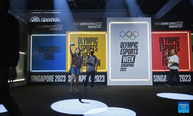 People attend the first day of competition at the Olympic ESports Week 2023 held in Singapore on June 23, 2023. (Photo by Then Chih Wey/Xinhua)