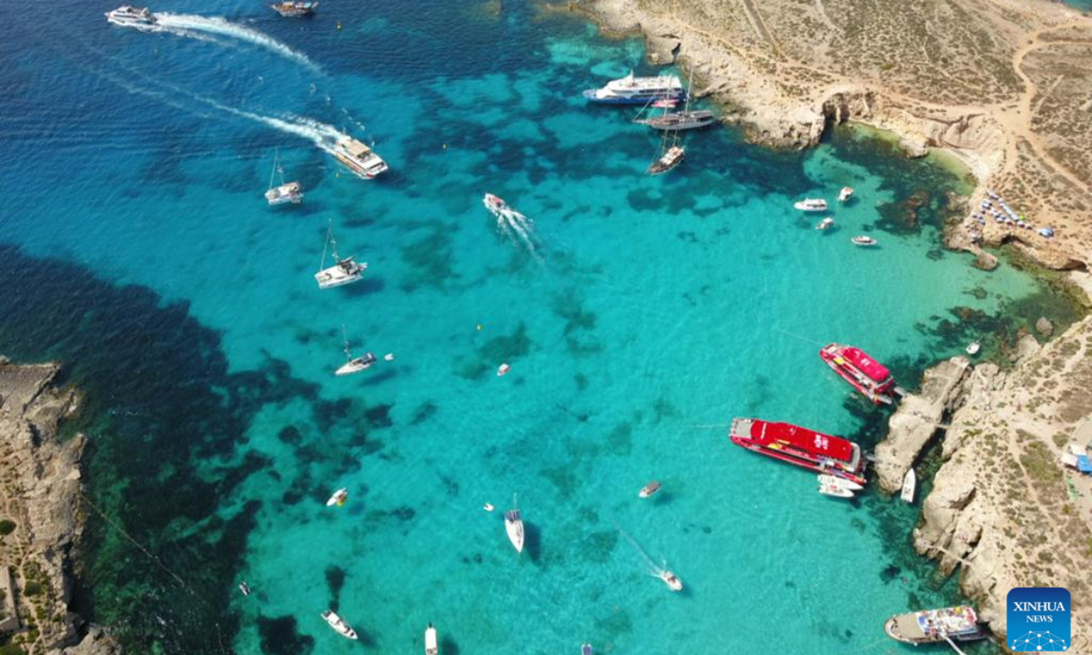 This aerial photo taken on July 7, 2023 shows a view of the island of Comino, Malta. Photo:Xinhua