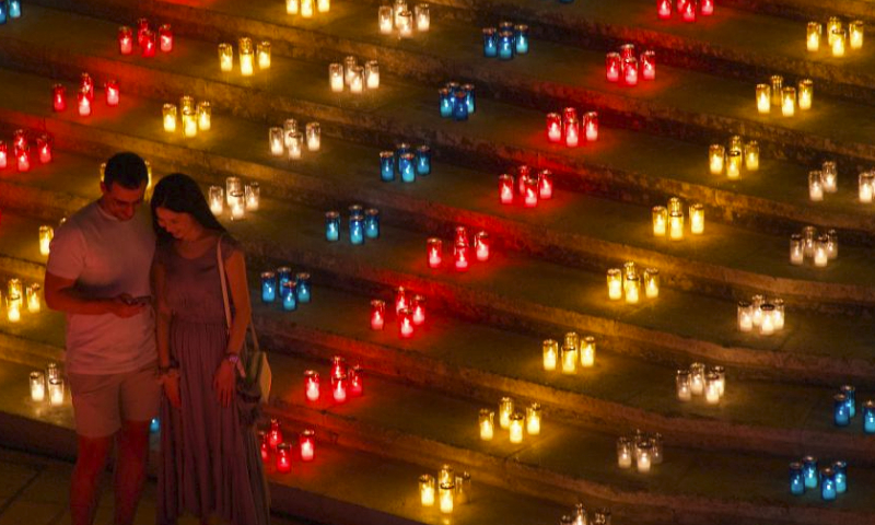 Candles are lit up at the Cittadella on the island of Gozo, Malta, on June 30, 2023. A festival of lights was held at the Cittadella on the island of Gozo, Malta, on Friday night, during which more than 30,000 candles were lit up. (Photo by Jonathan Borg/Xinhua)