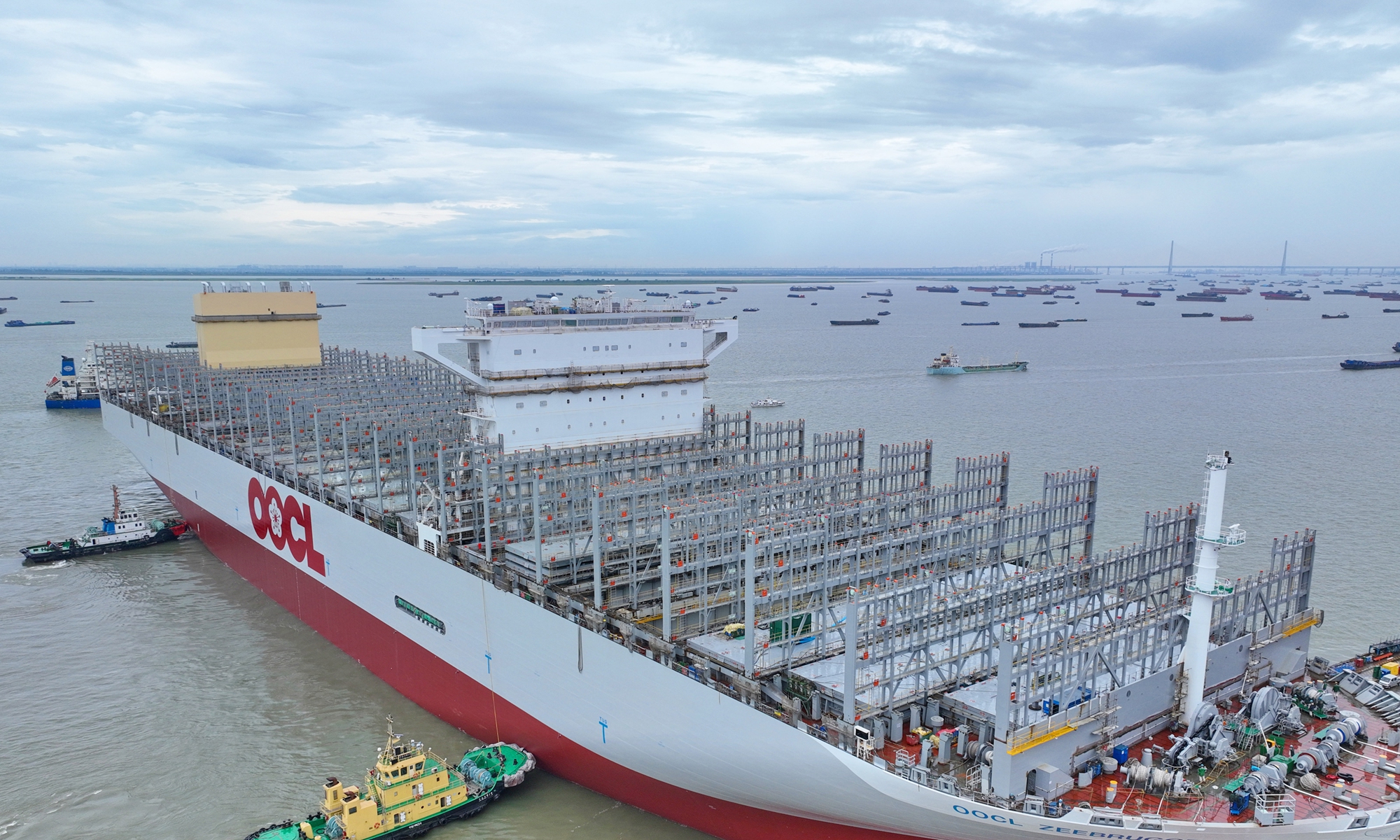 A new generation of
homegrown super
large container ship
undocks at Nantong,
East China's Jiangsu
Province on June 26,
2023. The vessel has
a container capacity
of 24,188 twentyfoot
equivalent unit
(TEUs), one of the
largest in terms of
capacity, meaning
China's shipbuilding
capability has
reached the most
advanced level in
the world.