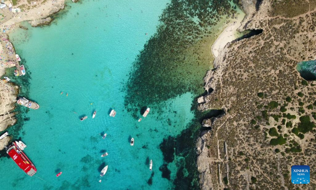 This aerial photo taken on July 7, 2023 shows a view of the island of Comino, Malta. Photo:Xinhua