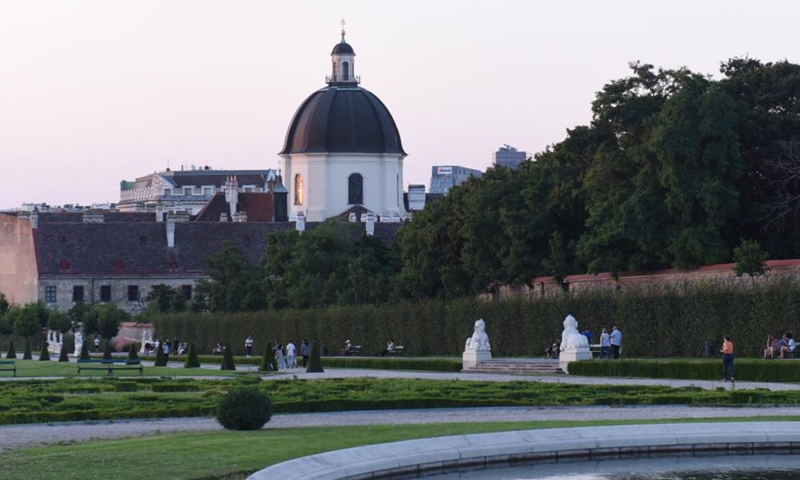 This photo taken on July 2, 2023 shows a view of the Belvedere Garden in Vienna, Austria. (Xinhua/He Canling)