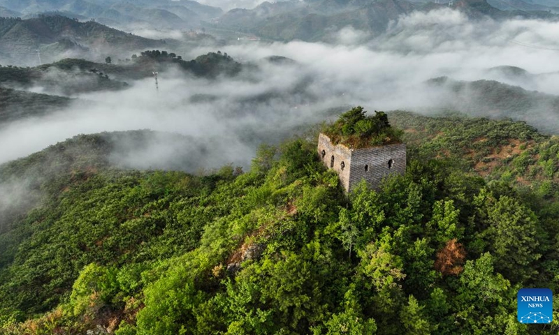 This aerial photo taken on July 5, 2023 shows a section of the Great Wall in Zunhua of Tangshan, north China's Hebei Province.(Photo: Xinhua)