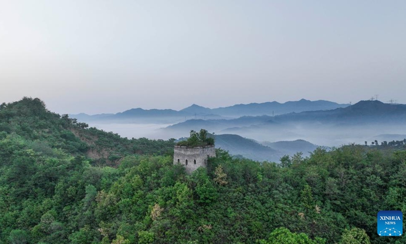 This aerial photo taken on July 5, 2023 shows a section of the Great Wall in Zunhua of Tangshan, north China's Hebei Province.(Photo: Xinhua)