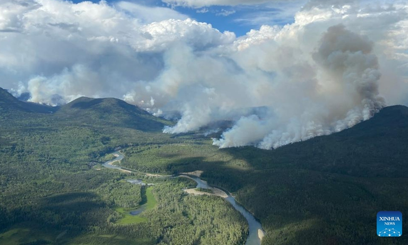 Aerial photo taken on June 29, 2023 shows wildfires in Prince George, British Columbia, Canada.(Photo: Xinhua)