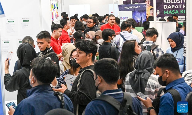 People visit a job fair at Gelora Bung Karno stadium (GBK stadium) in Jakarta, Indonesia, on July 4, 2023.((Photo: Xinhua)