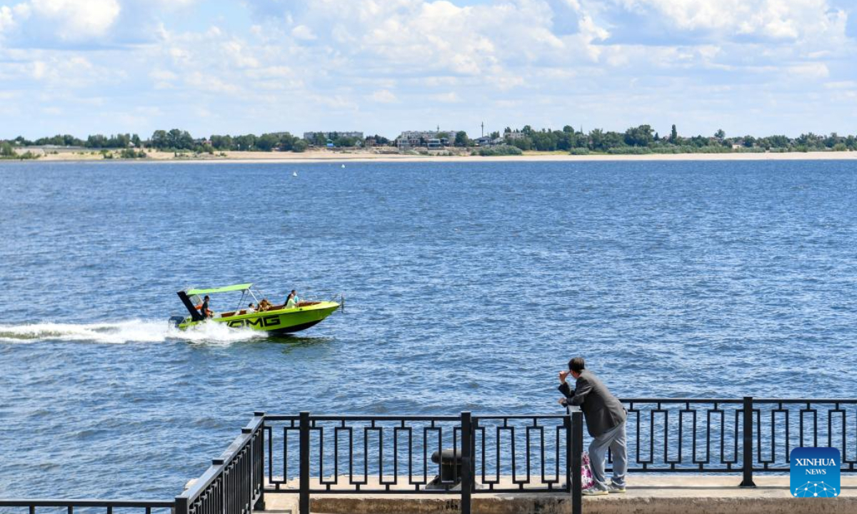 This photo taken on July 12, 2023 shows a scenery of the Volga River in Volgograd, Russia. Photo:Xinhua