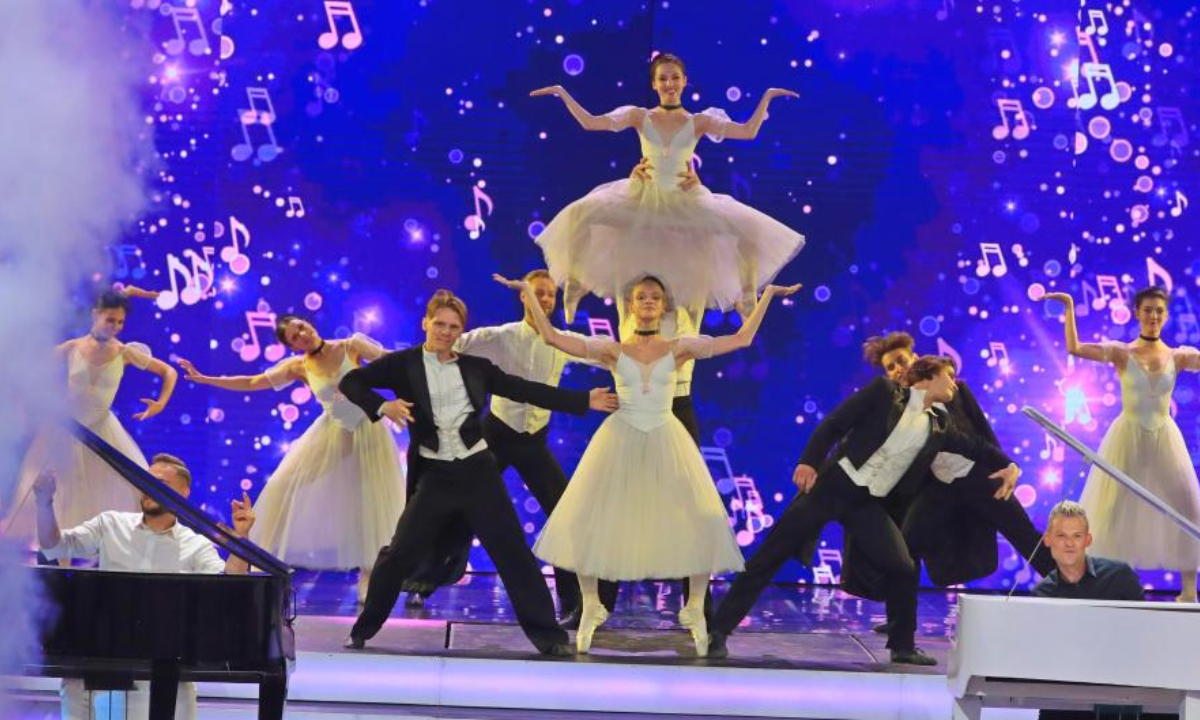 Actors and actresses perform at the opening ceremony of the 32nd International Festival of Arts 