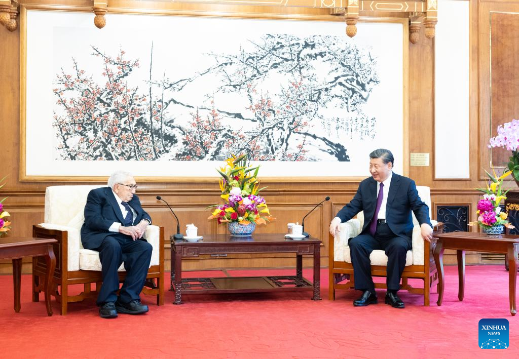 Chinese President Xi Jinping meets with former US Secretary of State Henry Kissinger at the Diaoyutai State Guesthouse in Beijing, capital of China, July 20, 2023. Photo:Xinhua