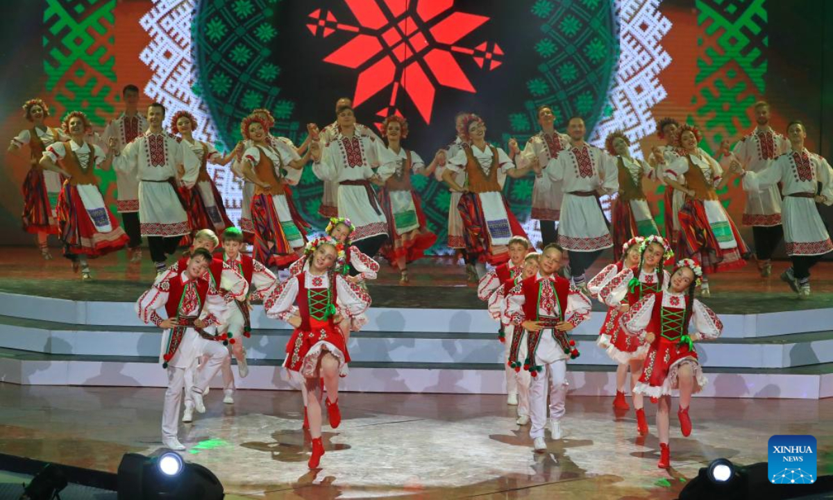 Actors and actresses perform at the opening ceremony of the 32nd International Festival of Arts 