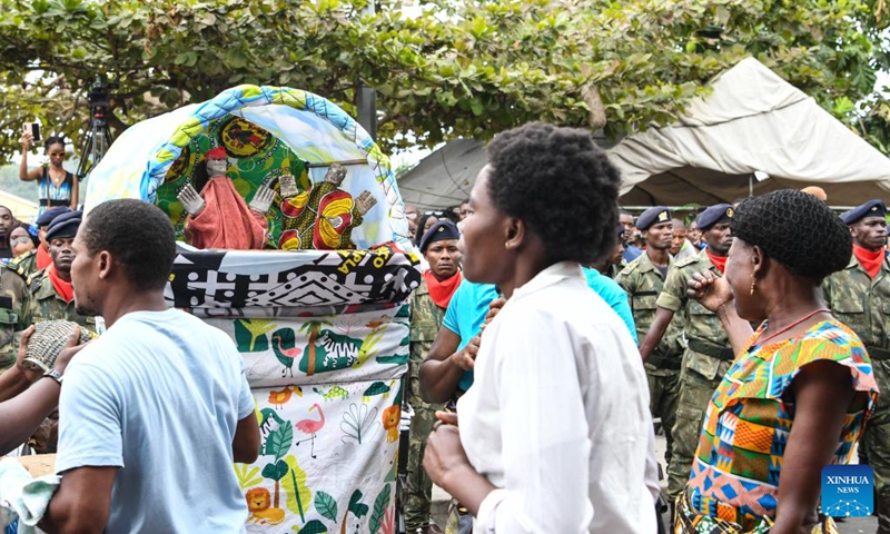 People perform during the Independence Day celebrations in Guadalupe, Sao Tome Island, Sao Tome and Principe, on July 12, 2023. Sao Tome and Principe celebrated the 48th anniversary of its independence here on Wednesday.(Photo: Xinhua)