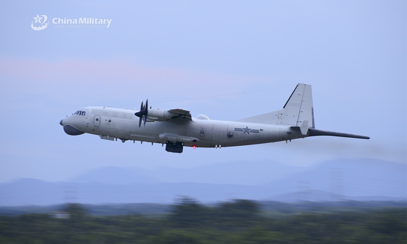 Anti-submarine patrol aircraft attached to a naval aviation regiment under the PLA Southern Theater Command takes off for a round-the-clock training exercise in early July, 2023. (eng.chinamil.com.cn/Photo by Qin Qianjiang)
