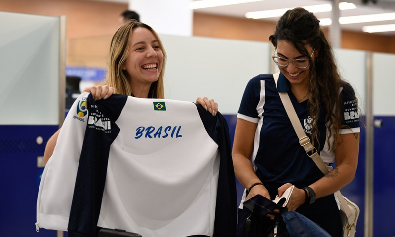 The first batch of the Brazilian delegation for the 31st FISU World University Games arrive at Chengdu Tianfu International Airport of Chengdu, Sichuan Province, on July 17, 2023. Photo: Xinhua